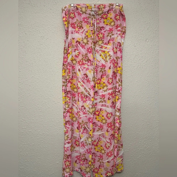 Pink and Yellow Floral Wide Leg Jumpsuit - Picture 5 of 8